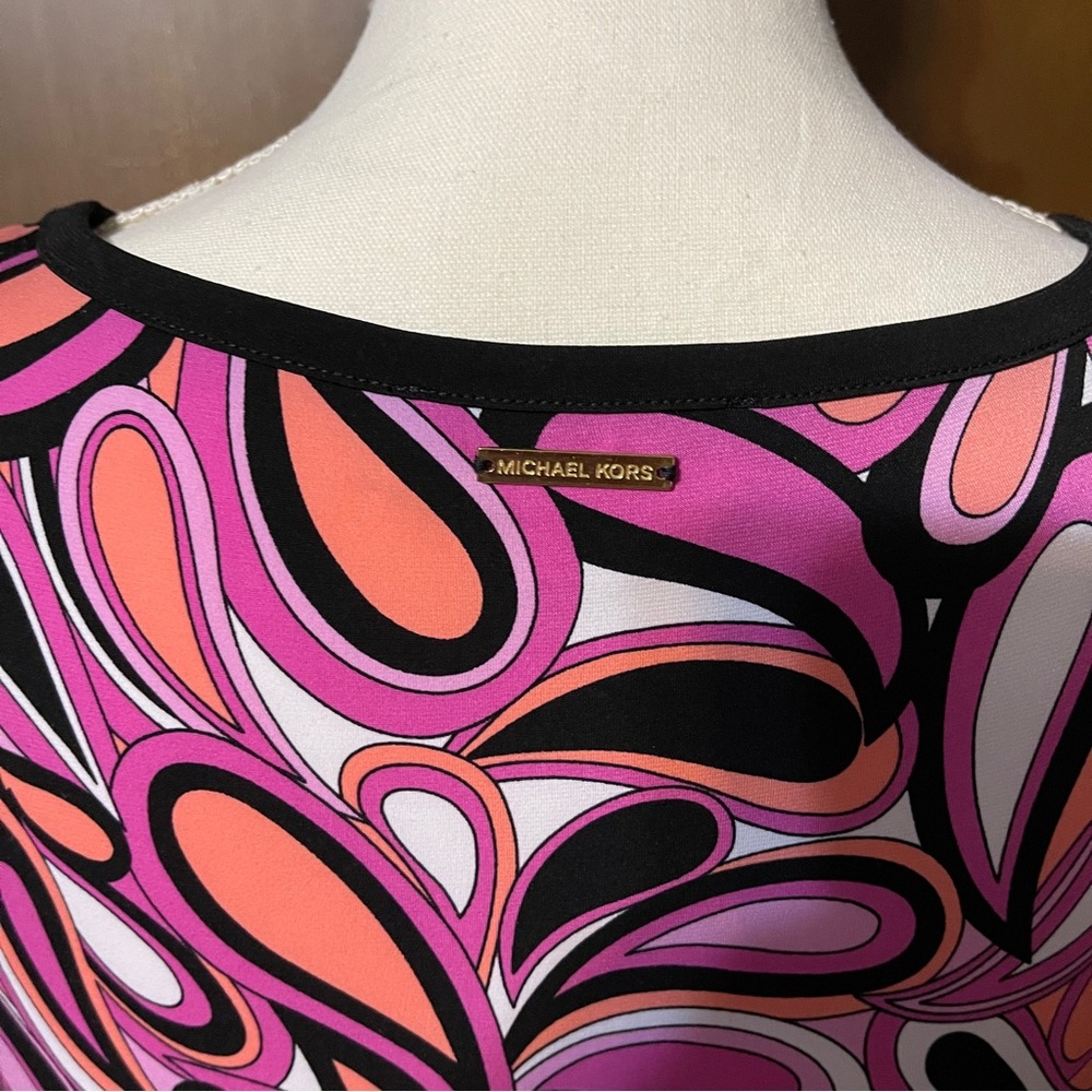 Michael Kors Pink and Black Abstract Midi Dress - Picture 4 of 5
